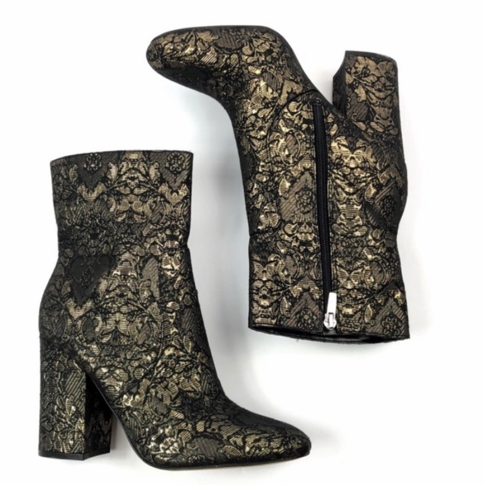 Marc Fisher Newbia  Floral Black Ankle Boots